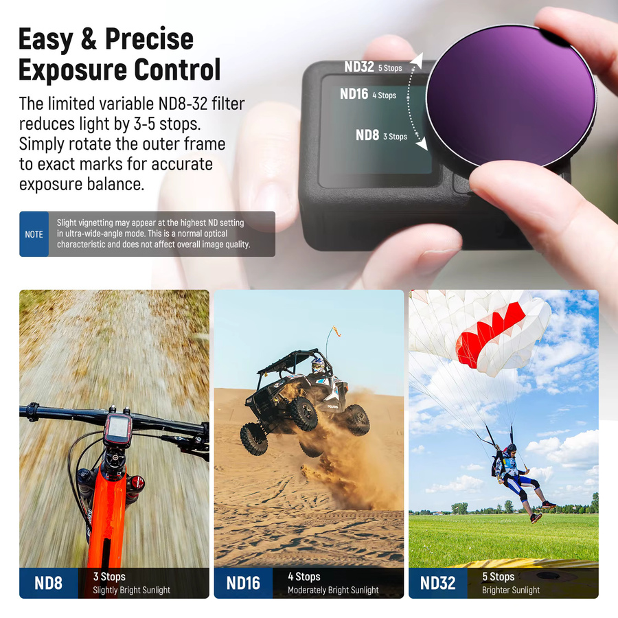 NEEWER ND-Filter-Set für DJI Osmo Action 5 Pro und DJI Osmo Action 4 mit variablem ND8-32 Filter, CPL Filter und Black Mist Diffusion 1/4 Filter - Bild 4