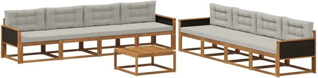 vidaXL Outdoor-Sofagarnitur L-Form aus massivem Akazienholz mit Kissen in Hellgrau - Bild 1