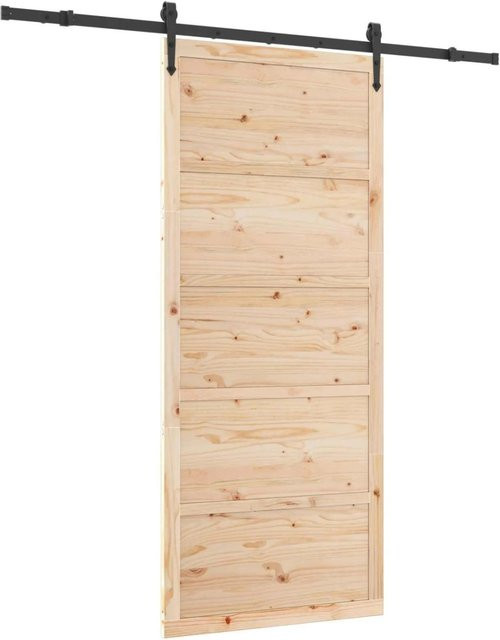 vidaXL Schiebetür aus massivem Kiefernholz in Braun, B: 200 cm, H: 208 cm - Bild 1