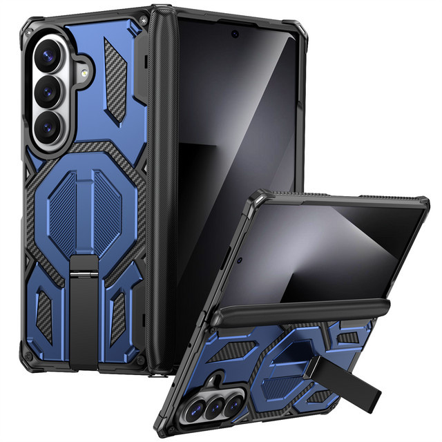 Samsung Galaxy Z Fold 8 Ultra TPU Armor Case mit MagSafe Wireless Charging und magnetischem Metallständer in Grau - Bild 1