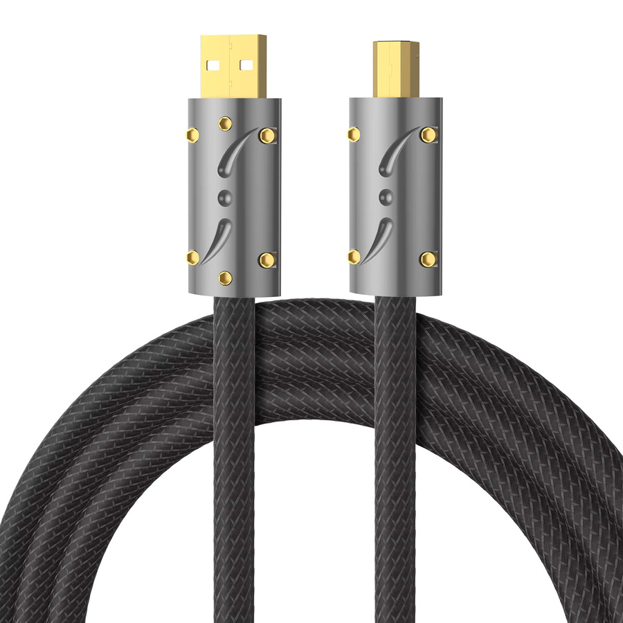 Viborg UC01 High-End USB 2.0 Audiokabel mit versilbertem OFC und vergoldeten Kontakten, USB A auf B für DAC Decoder, Schwarz - Bild 2