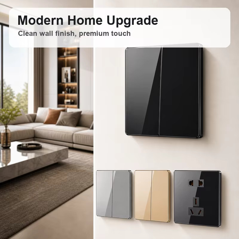 Kristallglas Wandschalter und Steckdose Set aus gehärtetem Glas mit USB, RJ45 und TV-Anschluss in Weiß oder Transparent, Maße 86 x 86 mm - Bild 4