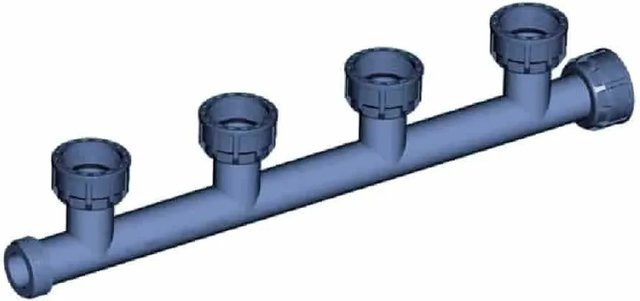 Cepex PVC Rohrverteiler in Blau mit 1 Zoll und 4 Abgängen - Bild 1