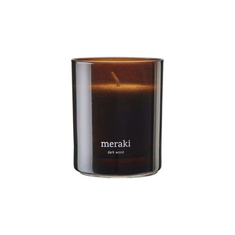 Meraki Duftkerze Dark Wood medium in Braun mit würzigem, warmem und erdigem Duft - Bild 1