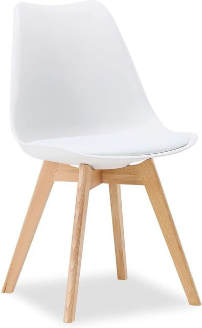 Homestyle4u Küchenstuhl 3147 in Weiß mit Kunstleder und Buchenholz im skandinavischen Stil - Bild 1