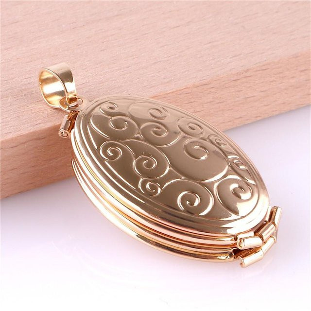 Halskette superme live, Medaillon, Oval, Blume, Beige, Unisex - Bild 1