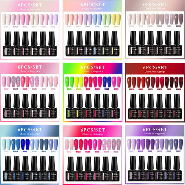 MEET ACROSS Gel-Nagellack-Set, 6-teilig, HEMA-frei, 7 ml, glänzend - Bild 1