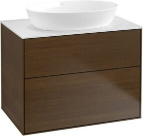 V&B Waschtischunterschrank Finion mit Wandbeleuchtung in Walnut Veneer, Breite: 80 cm, Tiefe: 50,1 cm - Bild 1