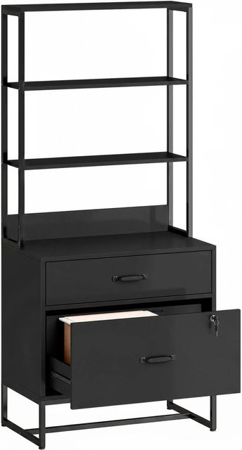 HOMCOM Aktenregal aus Spanplatte und Metall in Schwarz mit industriellem Design, B/T/H: 40 x 70 x 157 cm - Bild 1