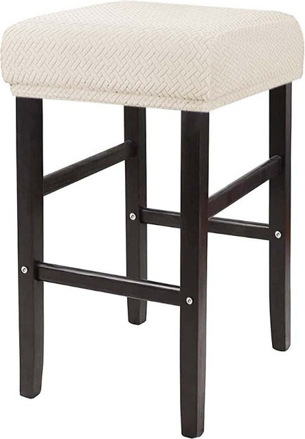 Wentao Stretch-Bezüge für rechteckige Barhocker aus Jacquard-Stoff in Beige, waschbare Sitzbezüge für Thekenhocker und Waschtischhocker - Bild 1