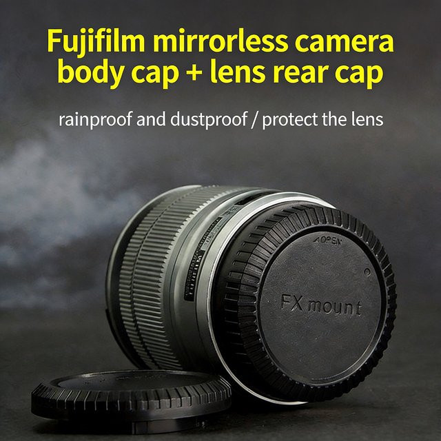 Fujifilm Kamera-Gehäuseabdeckung und Objektivrückdeckel für Fujifilm X Serie in Schwarz - Bild 1