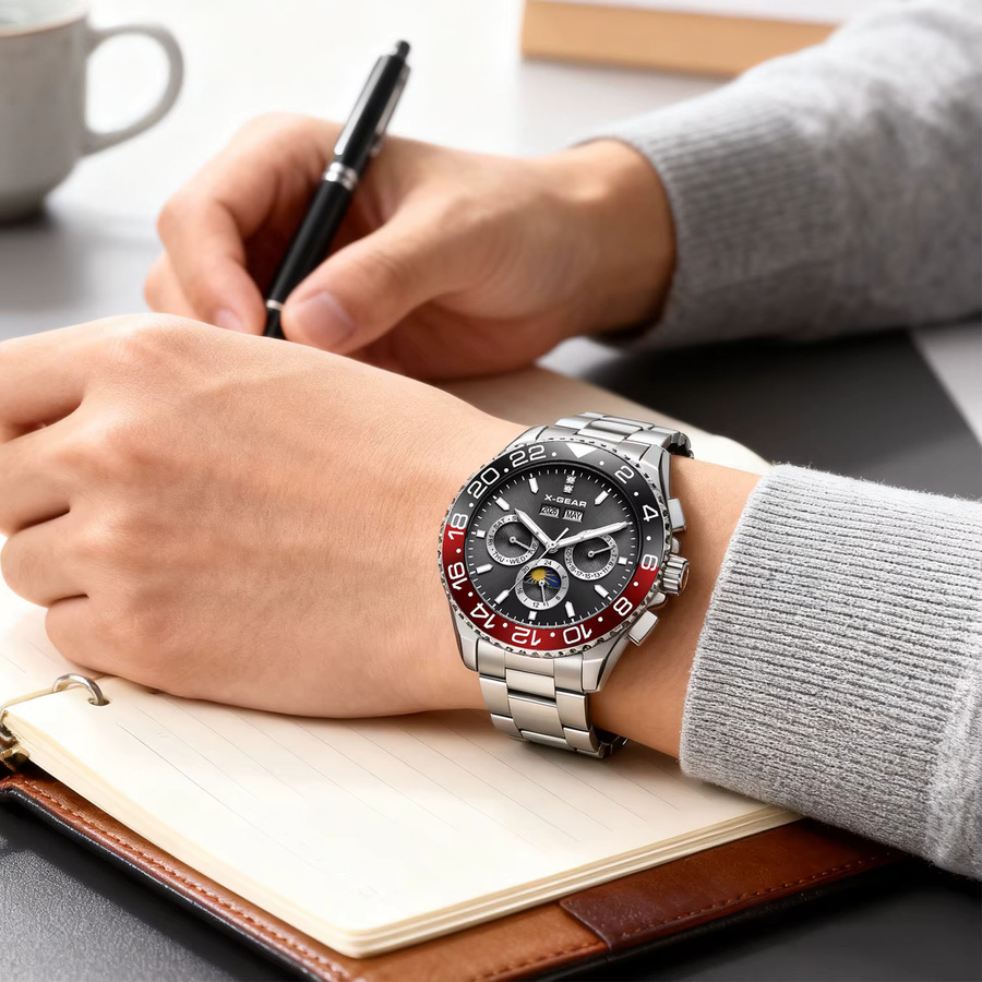 X-GEAR Chronograph, Automatik, Edelstahl, Schwarz, Herren - Bild 6