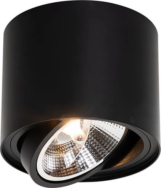 QAZQA Moderner Deckenstrahler Rondoo Up Schwarz aus Aluminium, dimmbar, rund, GU10 - Bild 1