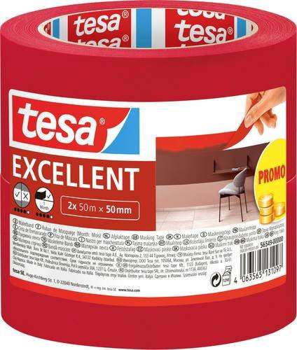 Tesa EXCELLENT Kreppband in Rot, 2er-Pack, Breite: 50 mm, Länge: 50 m - Bild 1