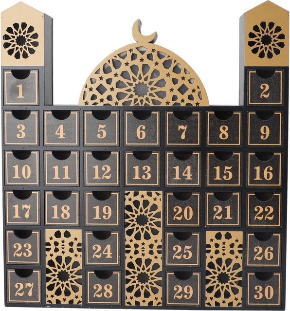 Aimo Ramadan Holz Countdown-Kalender mit LED Licht und Schubladen im rustikalen Design - Bild 1