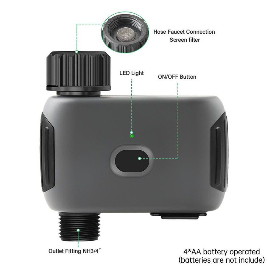 GoolRC Wi-Fi Smart Sprinkler Timer mit 1 Auslass, Automatisches Bewässerungssystem mit App-Steuerung, Schwarz - Bild 7