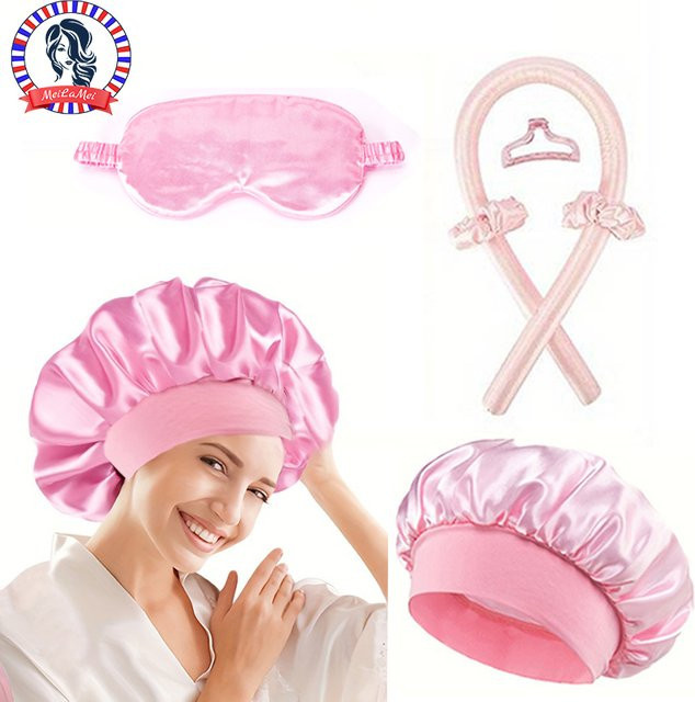 7-teiliges Set mit Satin-Lockenwickler, Schlafhaube und Augenmaske - Bild 1