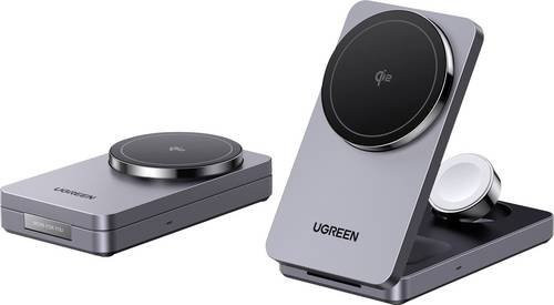 UGREEN W707 3-in-1 Magnetisches Wireless Ladegerät 15W Induktionsladestation Grau - Bild 1