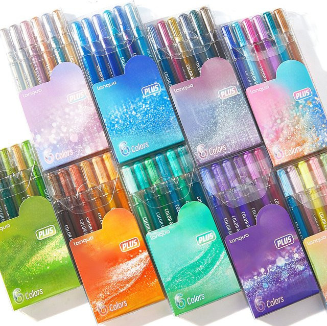 6 glitzernde Tagebuchstifte in Mehrfarben mit feiner Spitze zum Journaling, Zeichnen und Schreiben - Bild 1
