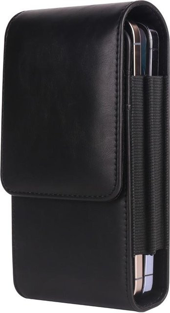 Waxunrose Hüfttasche mit Dual-Taschen-Design aus Leder für 6,7 Zoll Smartphones in Schwarz - Bild 1