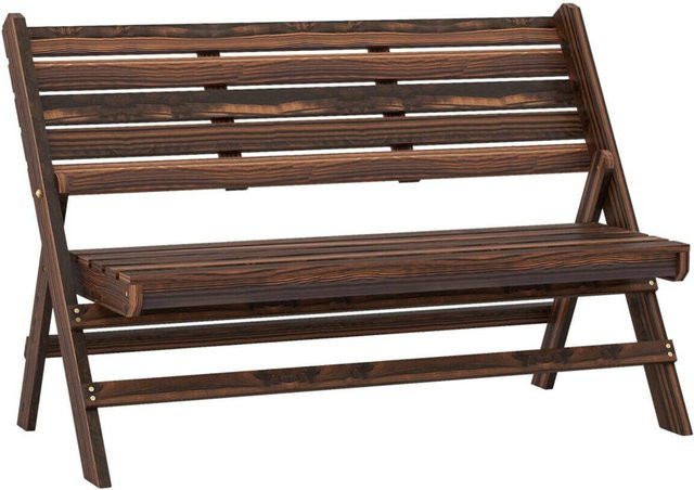 Outsunny Gartenbank aus Tannenholz in braun im rustikalen Latten-Design, B/T/H: 122 x 63 x 83 cm - Bild 1
