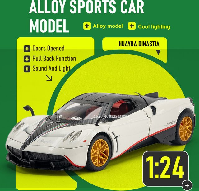 RMZ City Huayra Dinastia Automodell, 1:24, mit Sound und Licht, Weiß - Bild 1