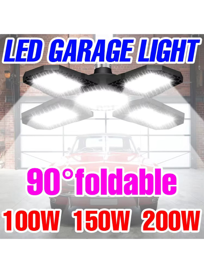 CanLing 200 W LED-Garagenleuchte E27, verformbare Hochregallampe in Schwarz für Garage, Werkstatt und Lager - Bild 6