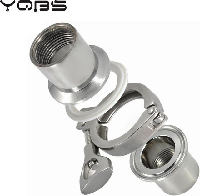 YQBS Sanitär-Schnellverbinder mit Innengewinde und Tri-Clamp Anschluss aus Edelstahl SS304 in Silber mit PTFE- oder Silikondichtung - Bild 1