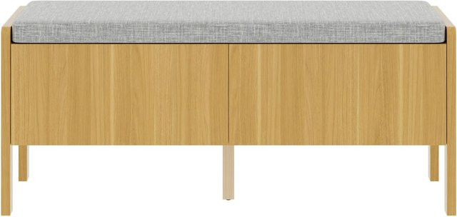 Merax Schuhbank mit Rattan-Design und Schubladen in Beige und Grau, B/T/H: 113 x 45,5 x 40 cm - Bild 1