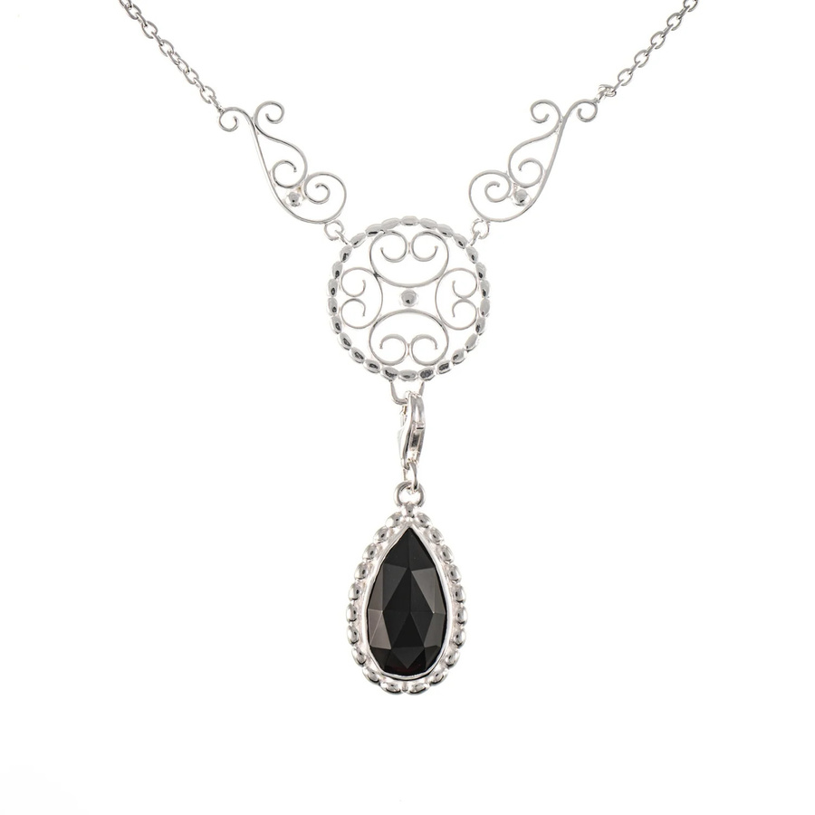 Collier Signature, 925 Silber, schwarzer Stein, Unisex - Bild 1