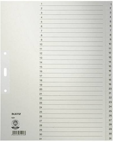 Leitz Papier-Register DIN A4 Zahlenregister 1-31 Grau mit 31 Blättern - Bild 1
