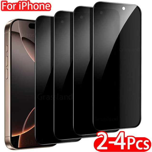KaiYingF Anti-Spy Displayschutz aus gehärtetem Glas für iPhone 16 15 14 13 12 11 Pro XS Max X XR, transparente Vollabdeckung, 2/4 Stück - Bild 1