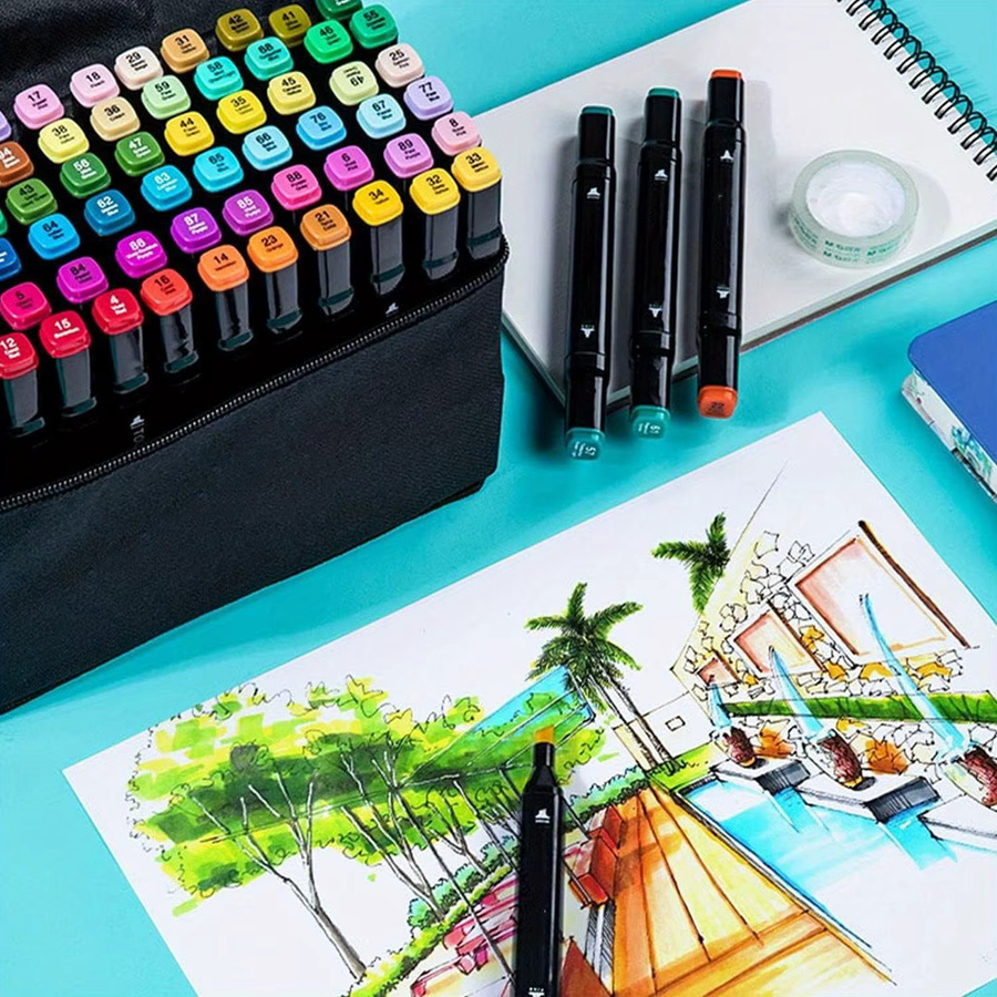 80 Farben Doppelseitiges Marker-Set in Multicolour für Zeichnen und Skizzieren, Ölbasierte Kunstmarker für Manga und Graffiti - Bild 4