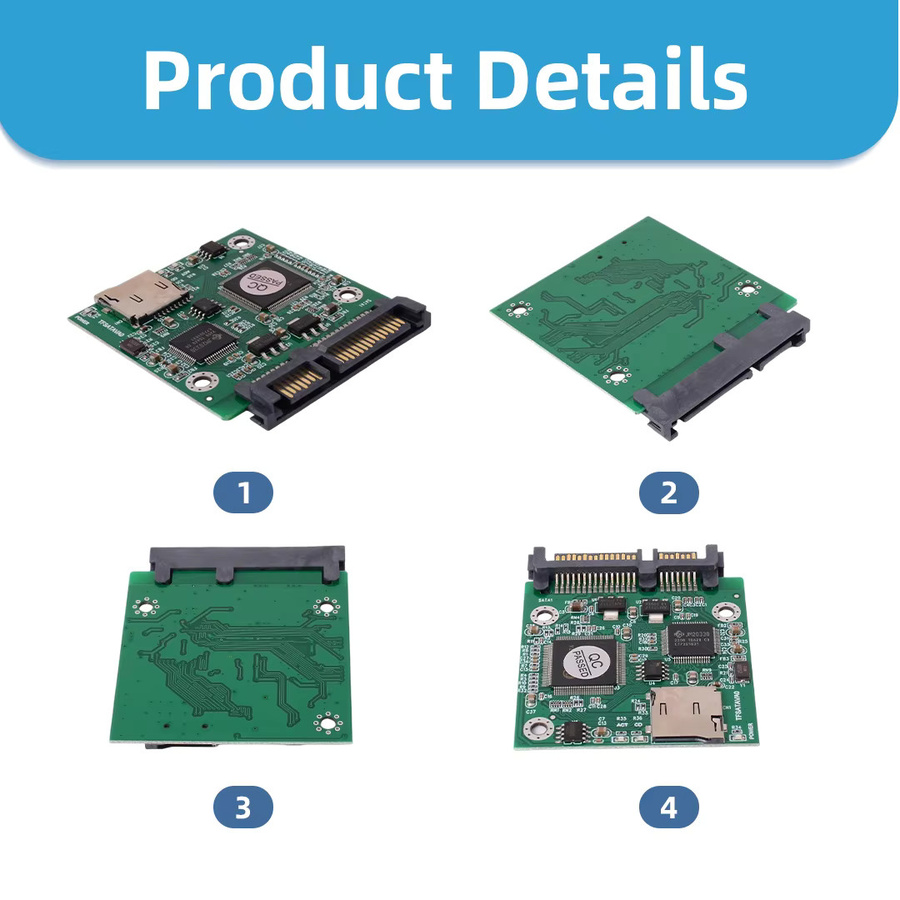 SPEEDIER TF Micro-SD zu SATA Adapterkarte mit Gehäuse für industrielle eingebettete Mobile SSD in Grün - Bild 2