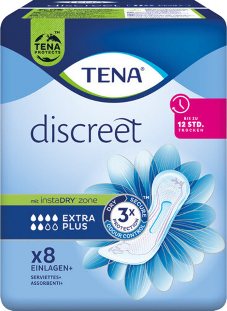 TENA Discreet Extra Plus Einlagen, 8 Stück - Bild 1