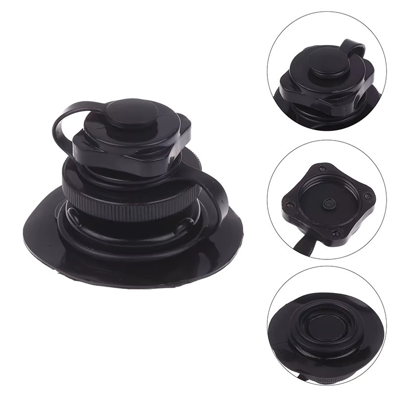 Intex 2-in-1-Ventil mit PVC-Basis für achteckige Ventile, Schlauchboote und Luftbetten, Schwarz - Bild 2