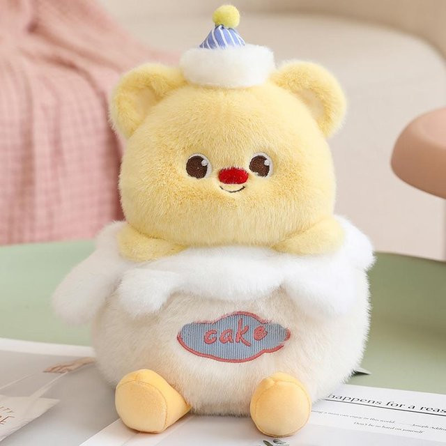 Zwei-Schichten-Kuchen Plüschkissen, Gelb, Plüsch / Textil - Bild 1