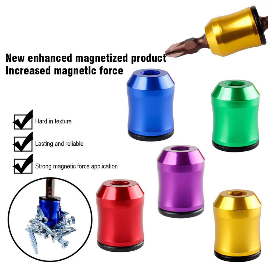 3-in-1 Magnetisierer und Schraubendreherkopf aus Aluminiumlegierung in Rot, 6,35 mm - Bild 2