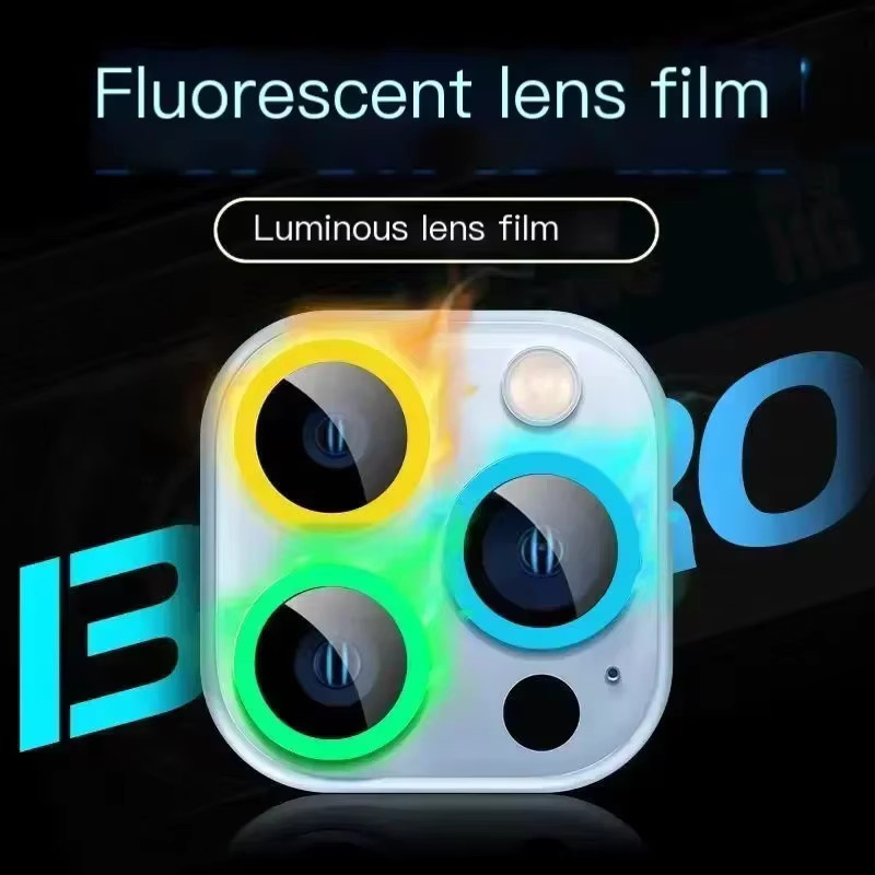 2-3 Stück Kamera Schutz Set für iPhone 15 16 Pro Max mit leuchtenden Keramik Objektiv Ringen und gehärtetem Glas in Blau und Multicolour - Bild 3