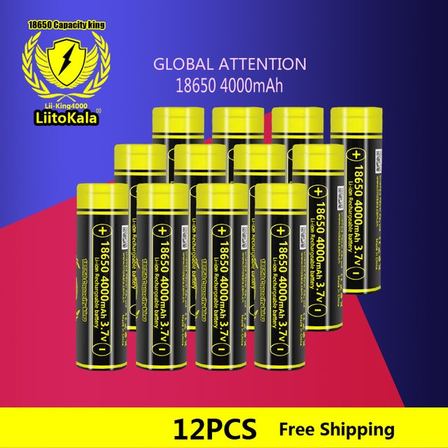 12 Stück LiitoKala 18650 Akku 4000mAh 3,7V Hochleistungs-Akku mit 12A Entladestrom für Box Mods und Taschenlampen - Bild 1