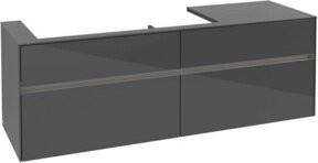 Villeroy & Boch Waschtischunterschrank Collaro in Grau Hochglanz mit LED-Beleuchtung und Innenschubladen, B/T/H: 160 x 54,8 x 50 cm - Bild 1