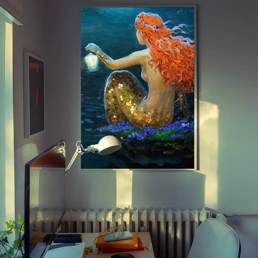 Victor Meerjungfrau Kunst Poster Whitepaper Wandkunst Malerei in Weiß ohne Rahmen - Bild 2