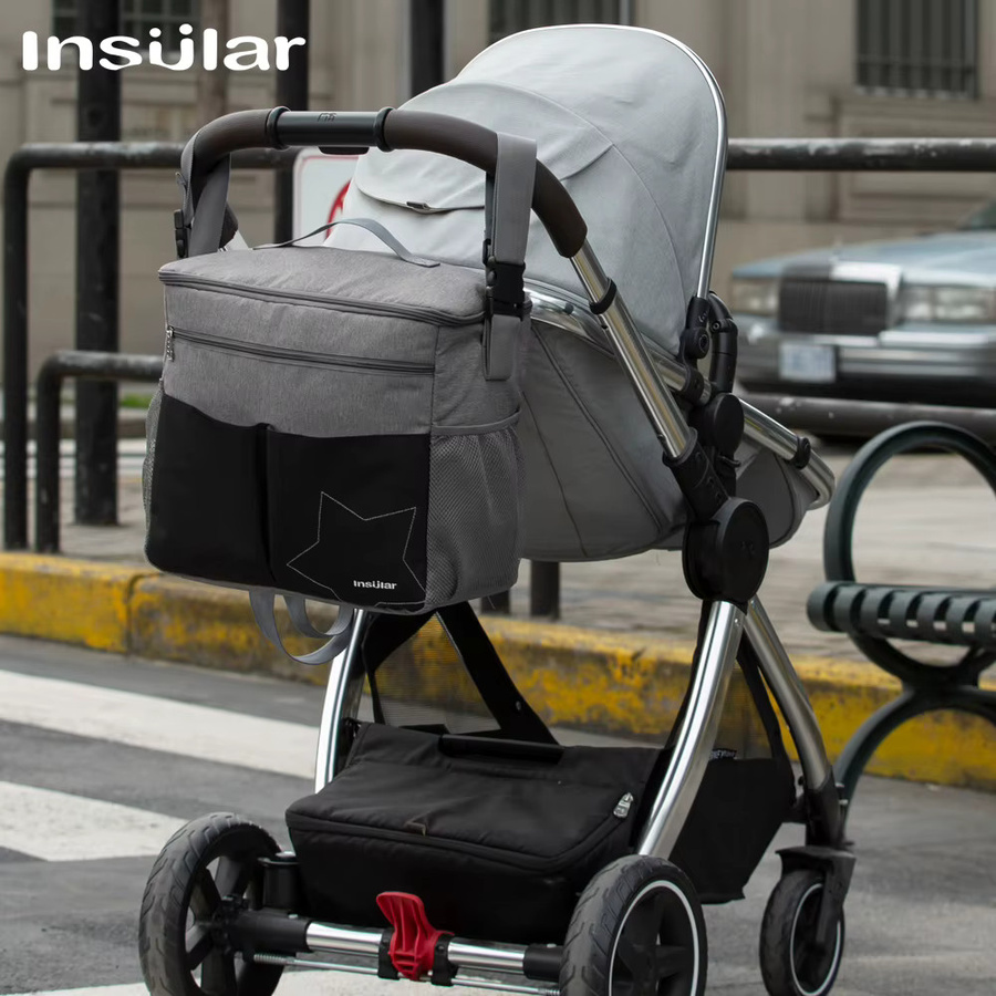 Wasserdichter Wickeltaschen-Rucksack für Babys mit großem Fassungsvermögen in Schwarz und Grau - Bild 2