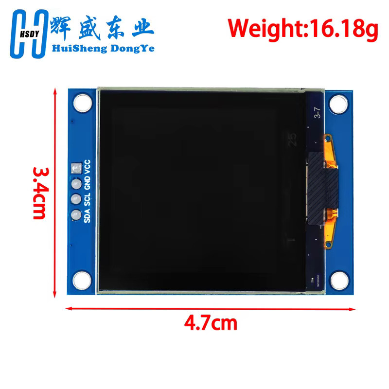 HUISHENGYUFA OLED Display Modul SH1107 1,5 Zoll 128x128 Weiß IIC 4 Pins für Raspberry Pi, STM32 und Arduino - Bild 2