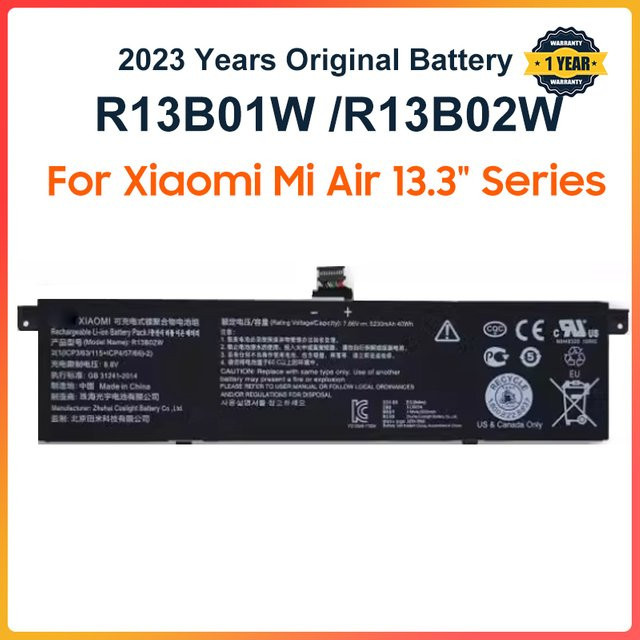 Xiaomi Laptop Akku R13B01W R13B02W für Mi Air 13,3 Zoll Serie, 7,6 V, 5230 mAh, Schwarz - Bild 1