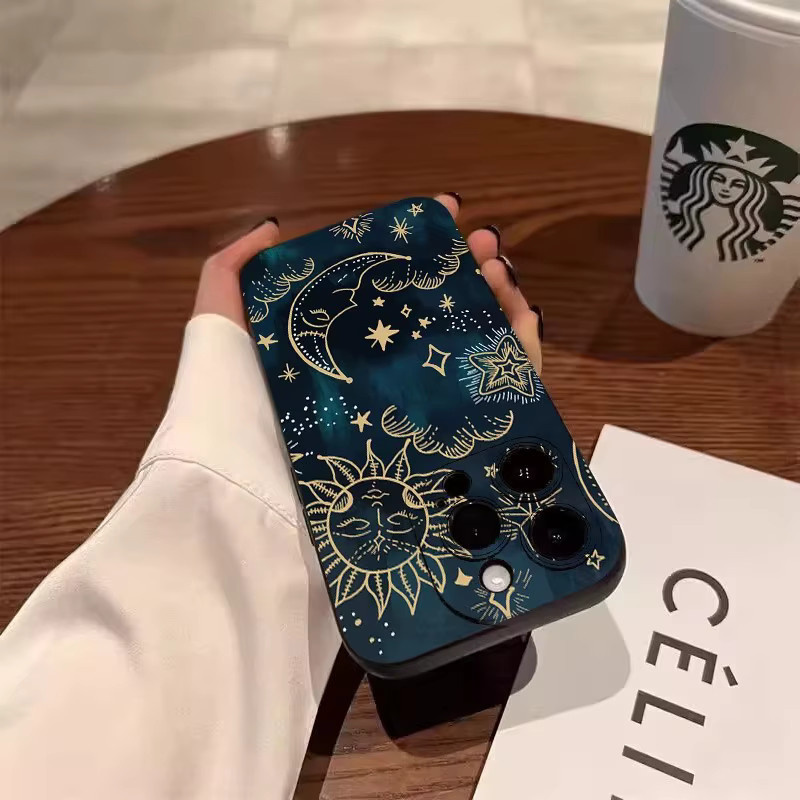 Handyhülle mit Mond-Sonnen-Design für Xiaomi Redmi Note und Pro Serie in Blau - Bild 3