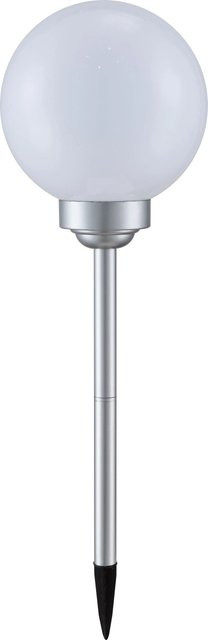 Globo Lighting LED-Solaraußenleuchte Kugel mit Erdspieß in Weiß und Silber, Durchmesser: 20 cm - Bild 1
