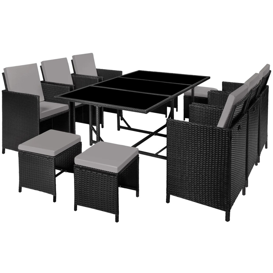 tectake Polyrattan Sitzgruppe für den Garten in Schwarz-Grau - Bild 3