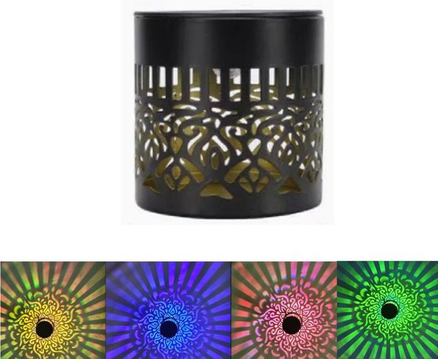 YJMP Super Lighting Solare Mandala Wandleuchte Außen LED RGB Multicolour Schwarz Metall IP65 Wasserdicht - Bild 1