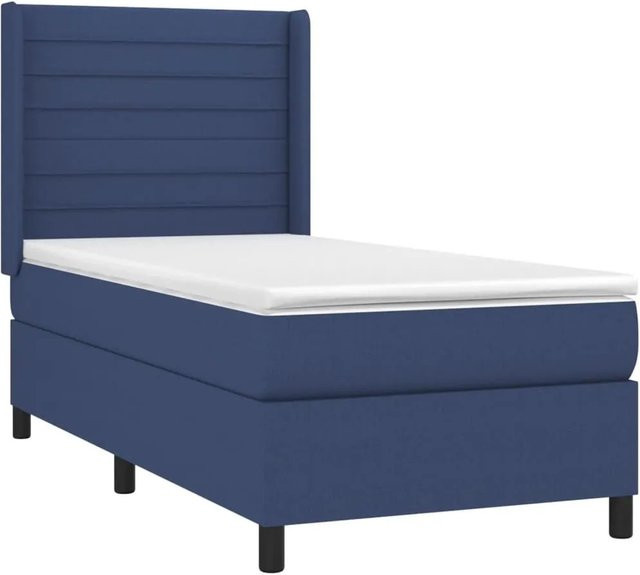 vidaXL Hybrid-Boxspringbett mit Matratze und LED-Beleuchtung in Blau und Weiß, B/T/H: 90 x 200 cm - Bild 1